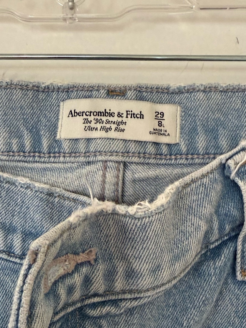 ABERCROMBIE DENIM The 90’s Straight Ultra High Rise Crossover | Size 29 / 8 LONG - Picture 3 of 4